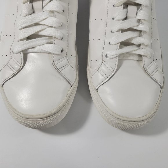 J Crew Saturday White Leather With Flower Print Sneakers Women's Size 9 - Picture 9 of 11